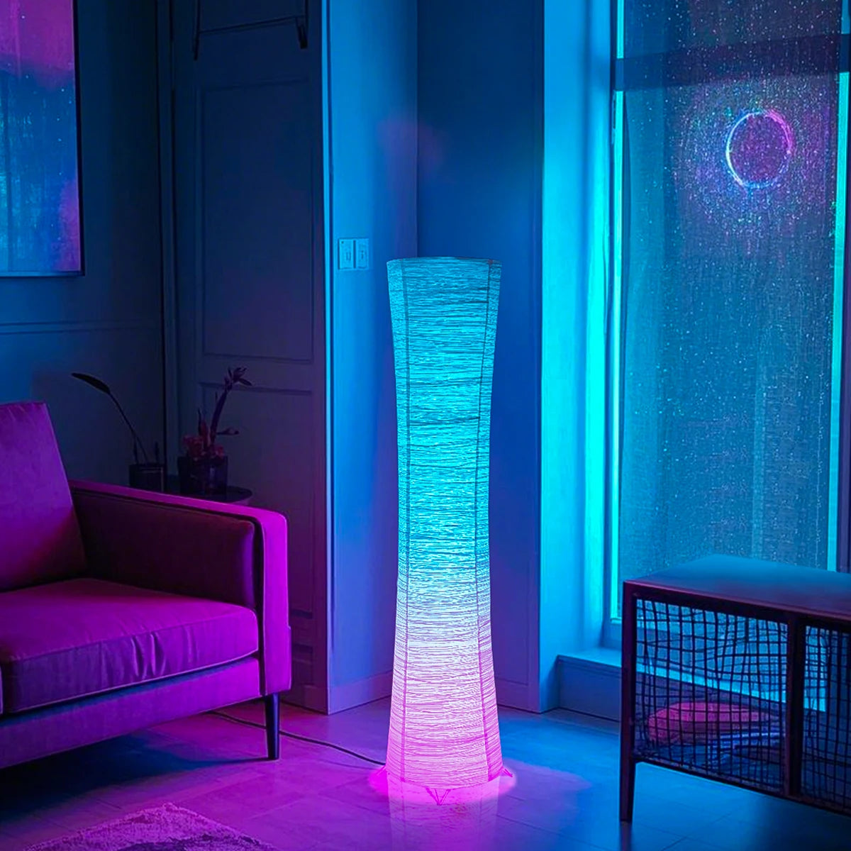 Paper RGB LED Floor Lamp With Remote Control Living Room
