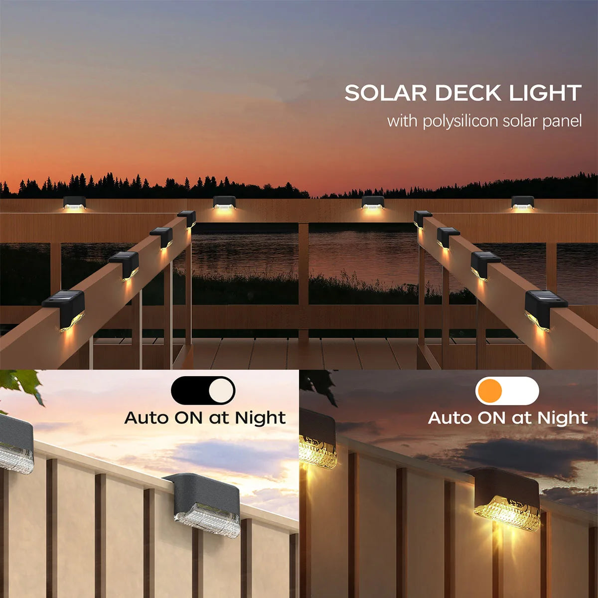Four Pack Solar Powered Deck Lights Outdoor Waterproof LED