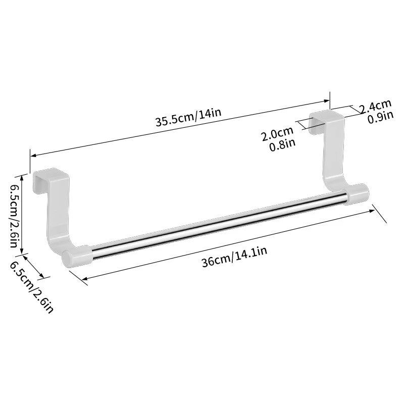 No Drill Over Cabinet Door Towel Rack Organizer for Kitchen