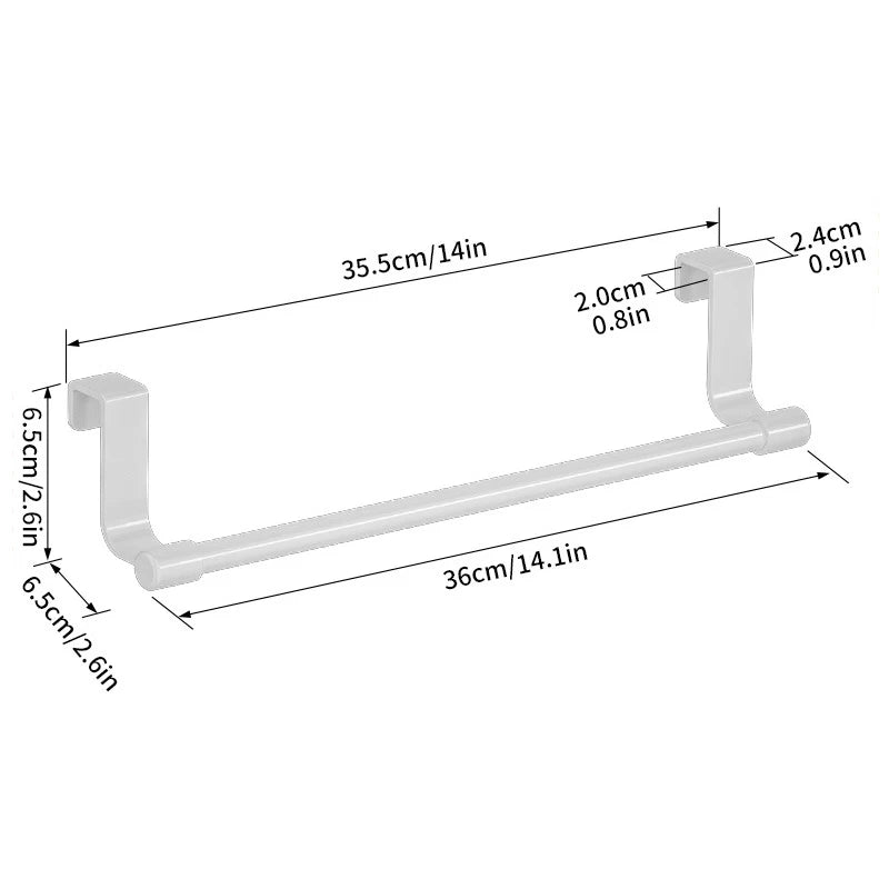 No Drill Over Cabinet Door Towel Rack Organizer for Kitchen