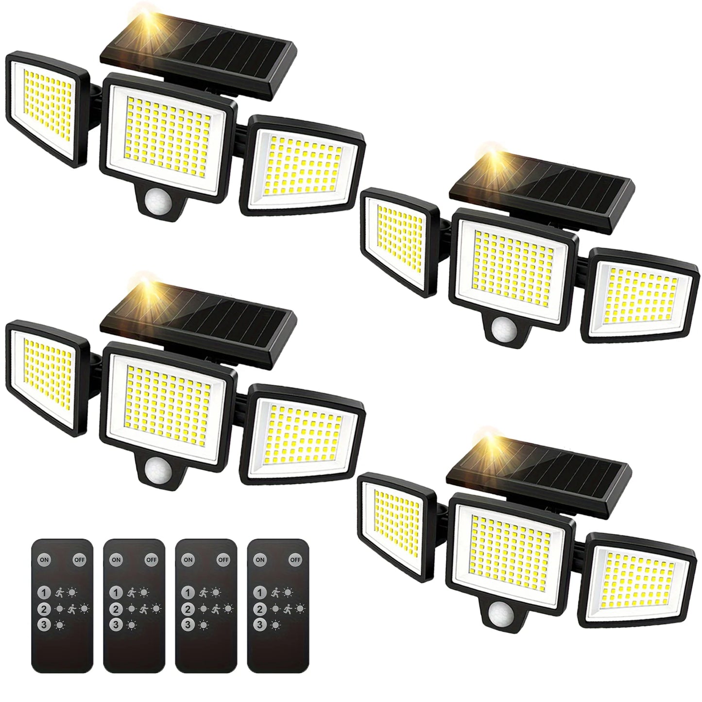 SZRSTH 3 Head Solar Outdoor Motion Sensor Security Light