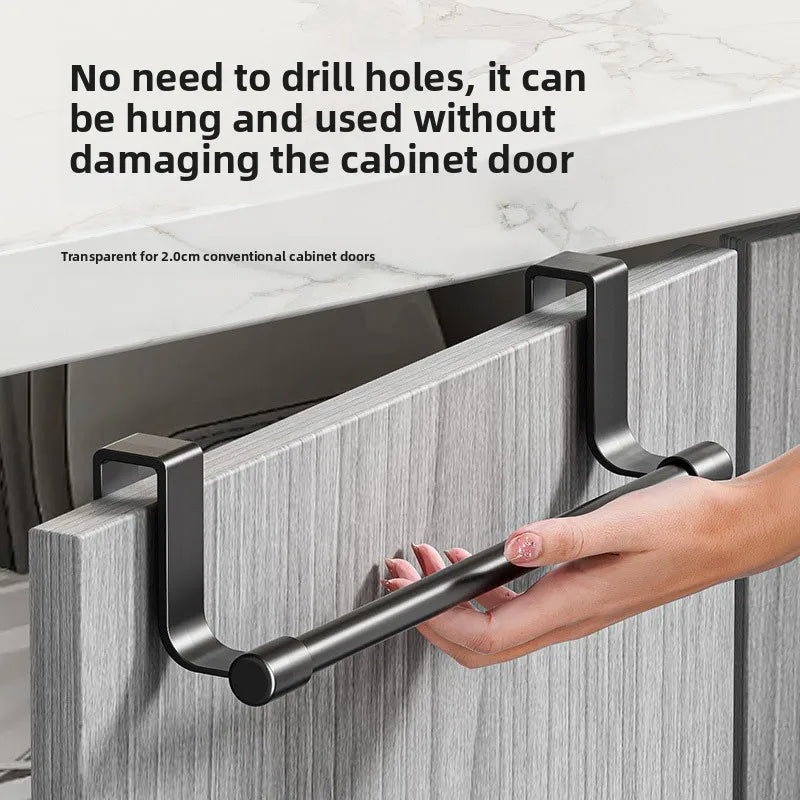 No Drill Over Cabinet Door Towel Rack Organizer for Kitchen