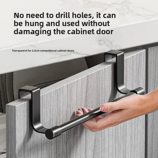 No Drill Over Cabinet Door Towel Rack Organizer for Kitchen