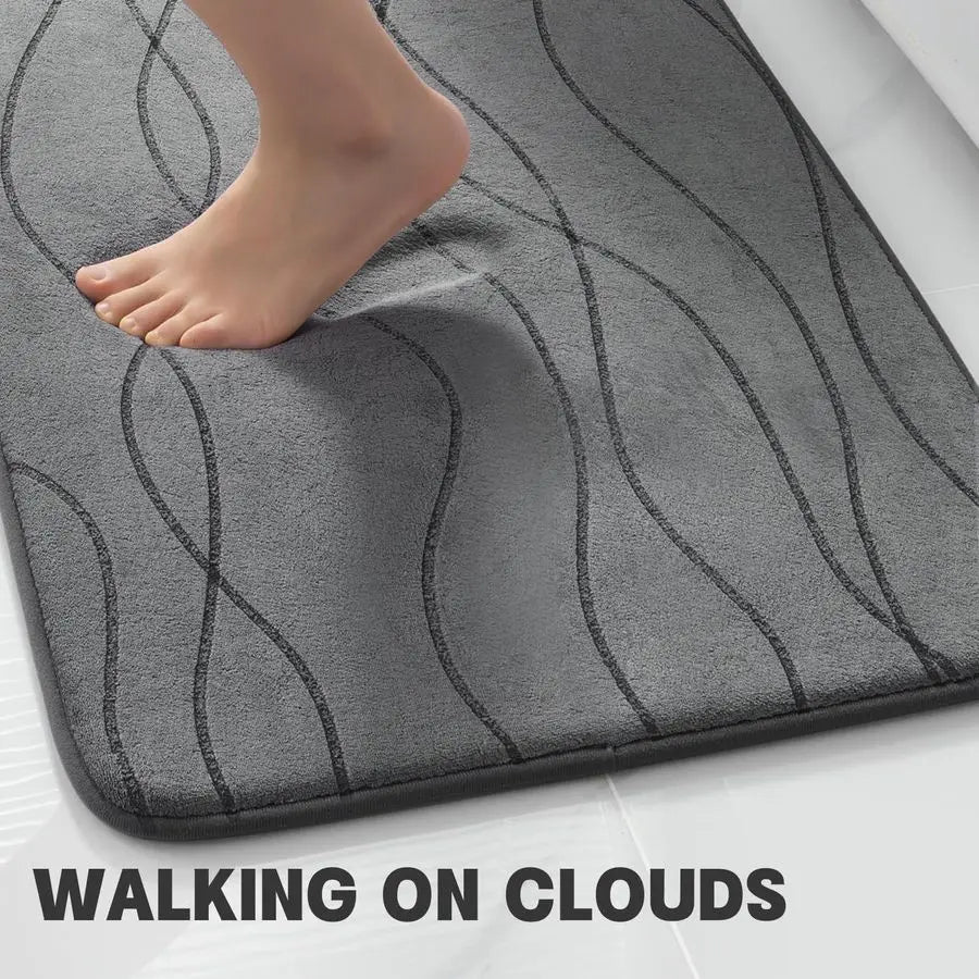 Memory Foam Bathroom Rug Set 5-Piece Ultra Absorbent Non-Slip Machine-Washable