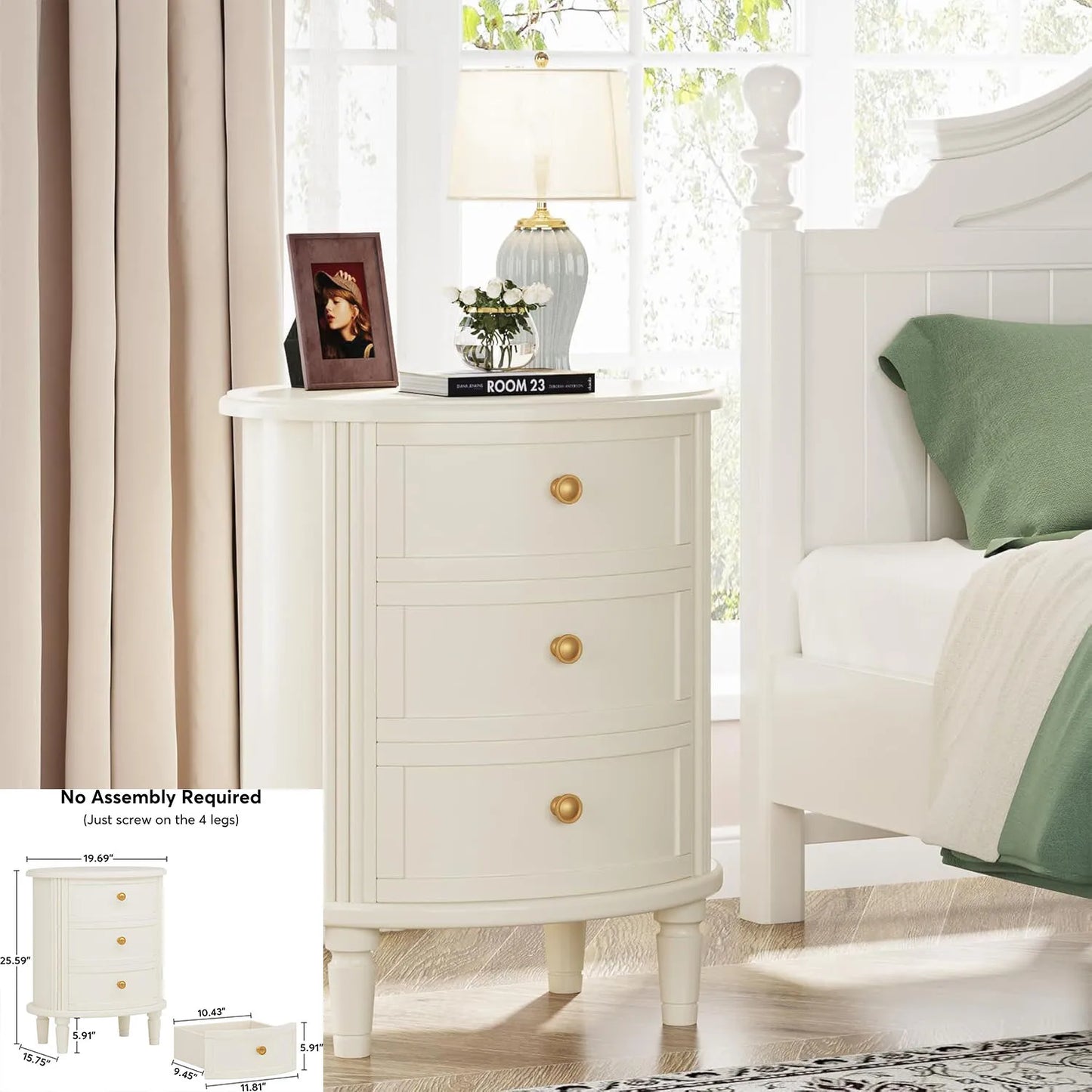 Little Tree Nightstand With 2 Drawers And Open Storage Shelf