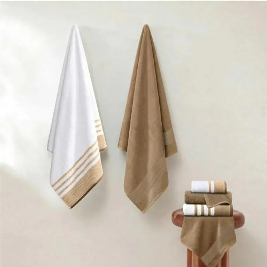 Six Piece Cotton Bath Towel Set Ultra Absorbent Quick Dry