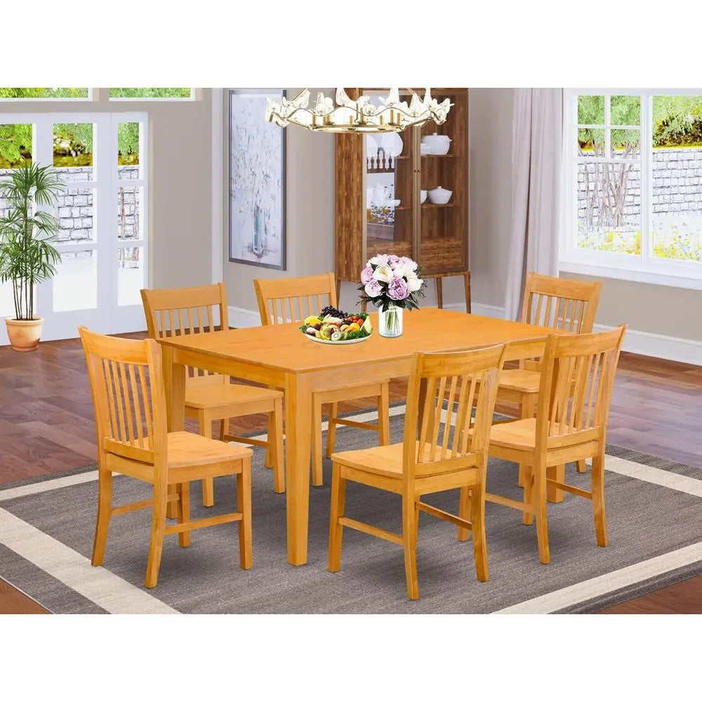 Oak Dining Table Set With Six Chairs Premium Solid Wood
