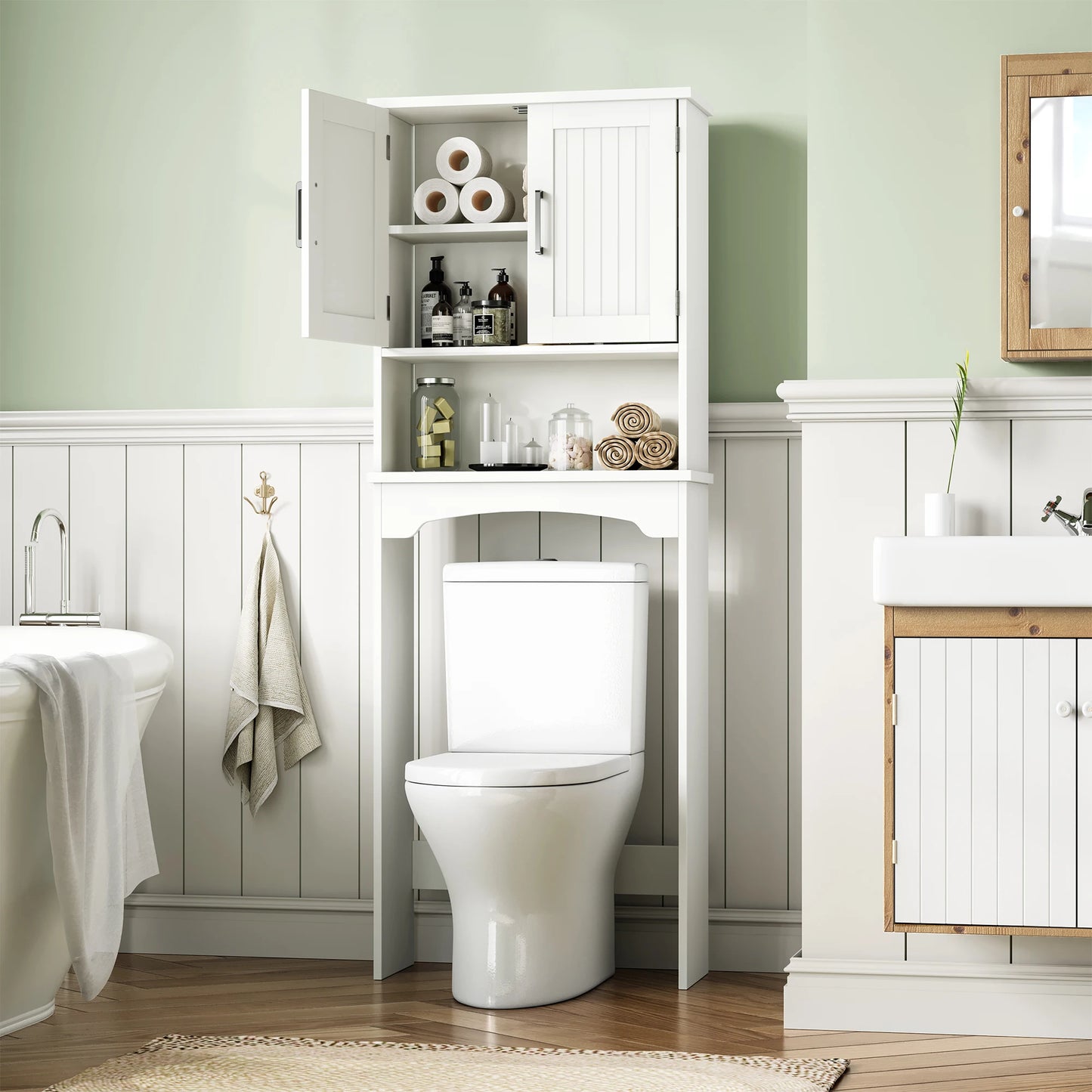 HiMISS Over The Toilet Storage Cabinet With Double Doors