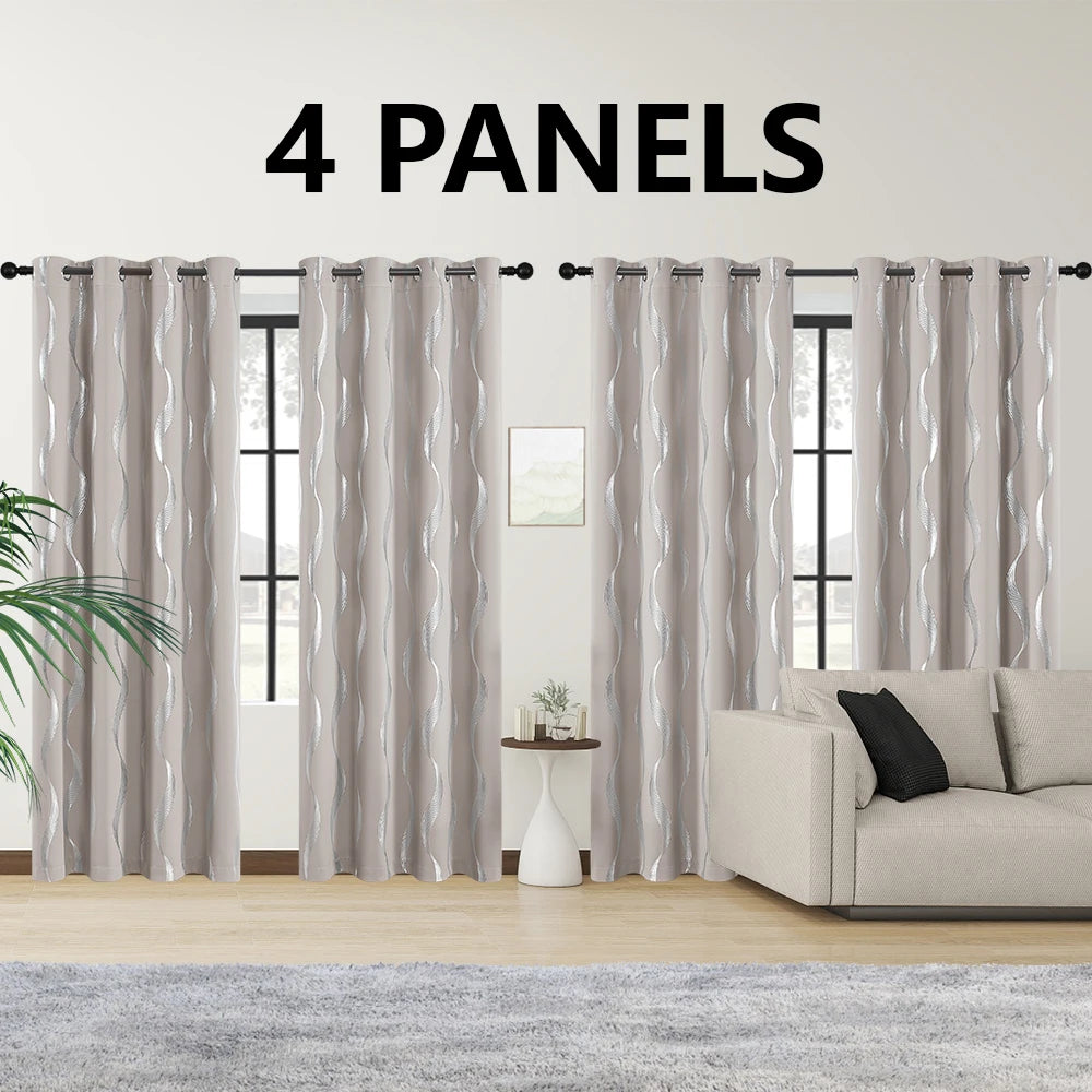 4 Piece Blackout Curtains With Grommet Thermal Insulated Bedroom