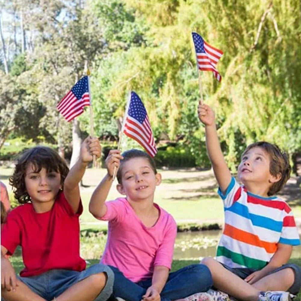 100 Pack American Flags On Sticks For Outdoor Patriotic Yard Decor