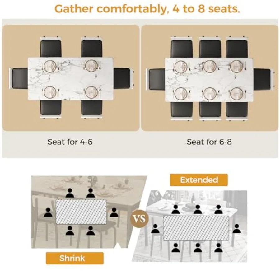 Extendable Dining Table Set For 4-8 People With Drop Leaf