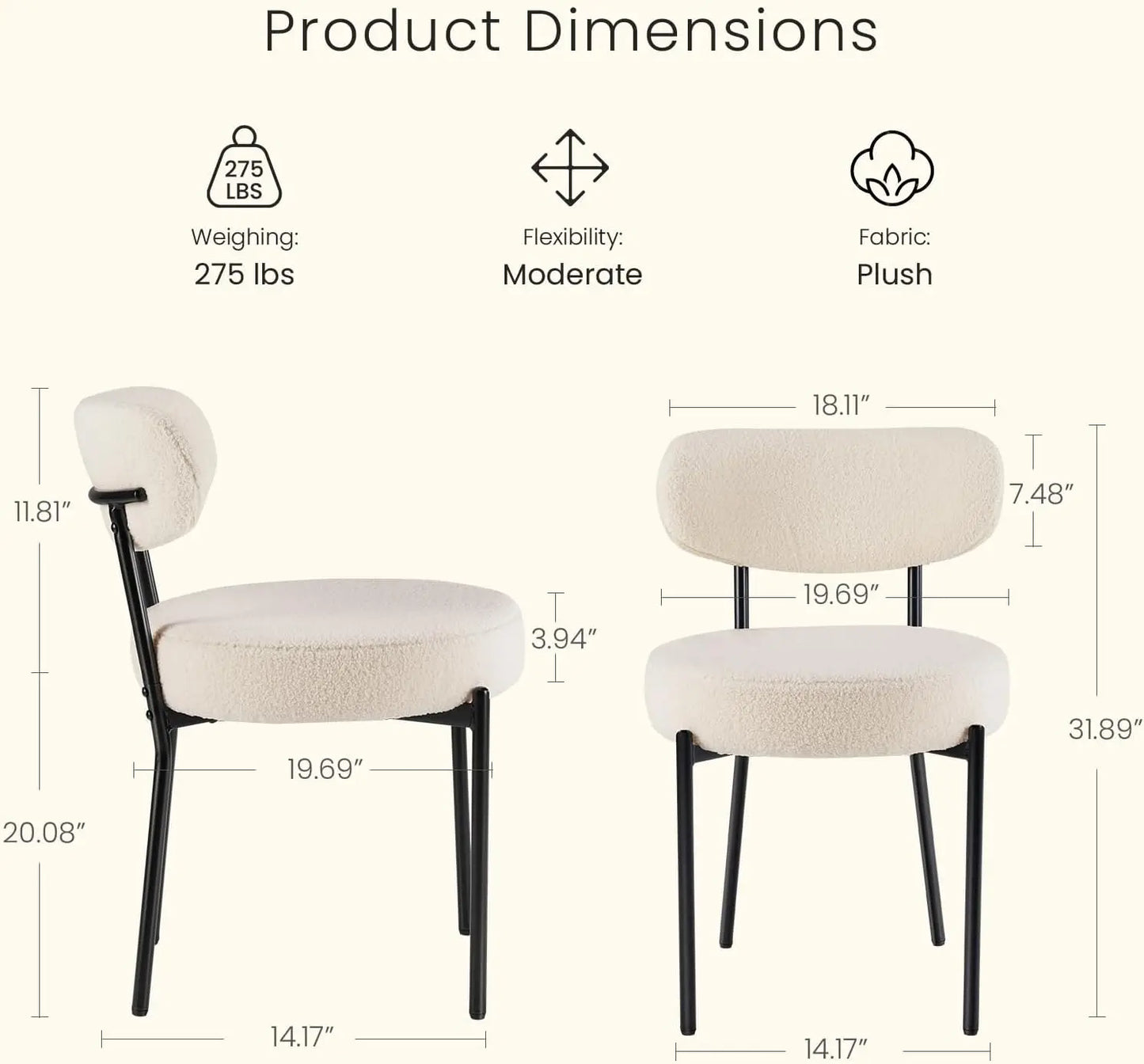 Mid Century Modern Dining Chairs Set 4 Upholstered Back
