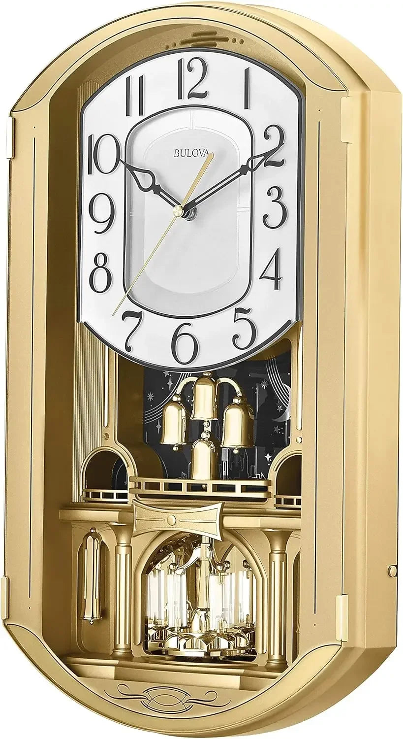 Music Wall Clock With Rotating Crystal Pendulum And 12 Melodies