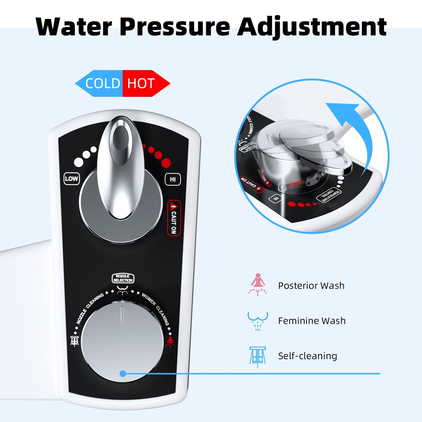 Hibbent Bidet Attachment Non-Electric Dual Nozzle With Adjustable Water Pressure