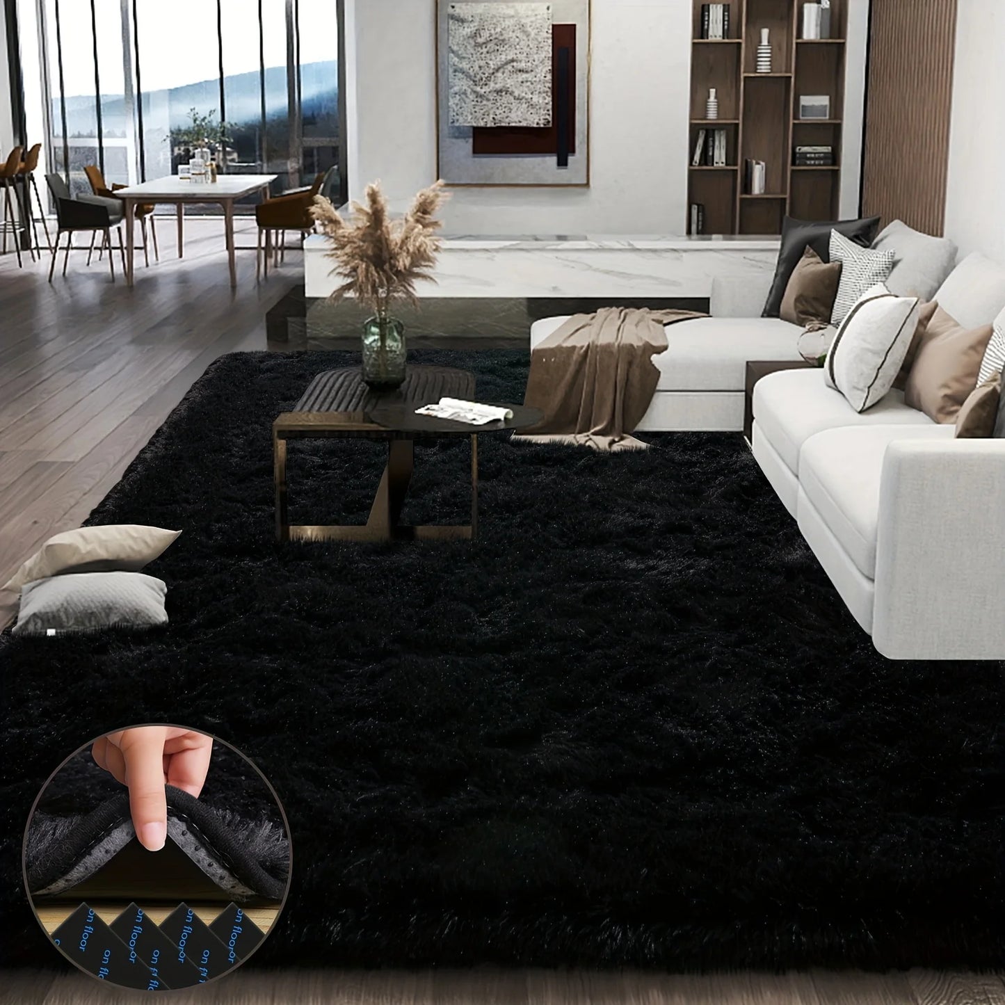 Geometric Aubusson Plush Area Rug Polyester Bedroom Decor