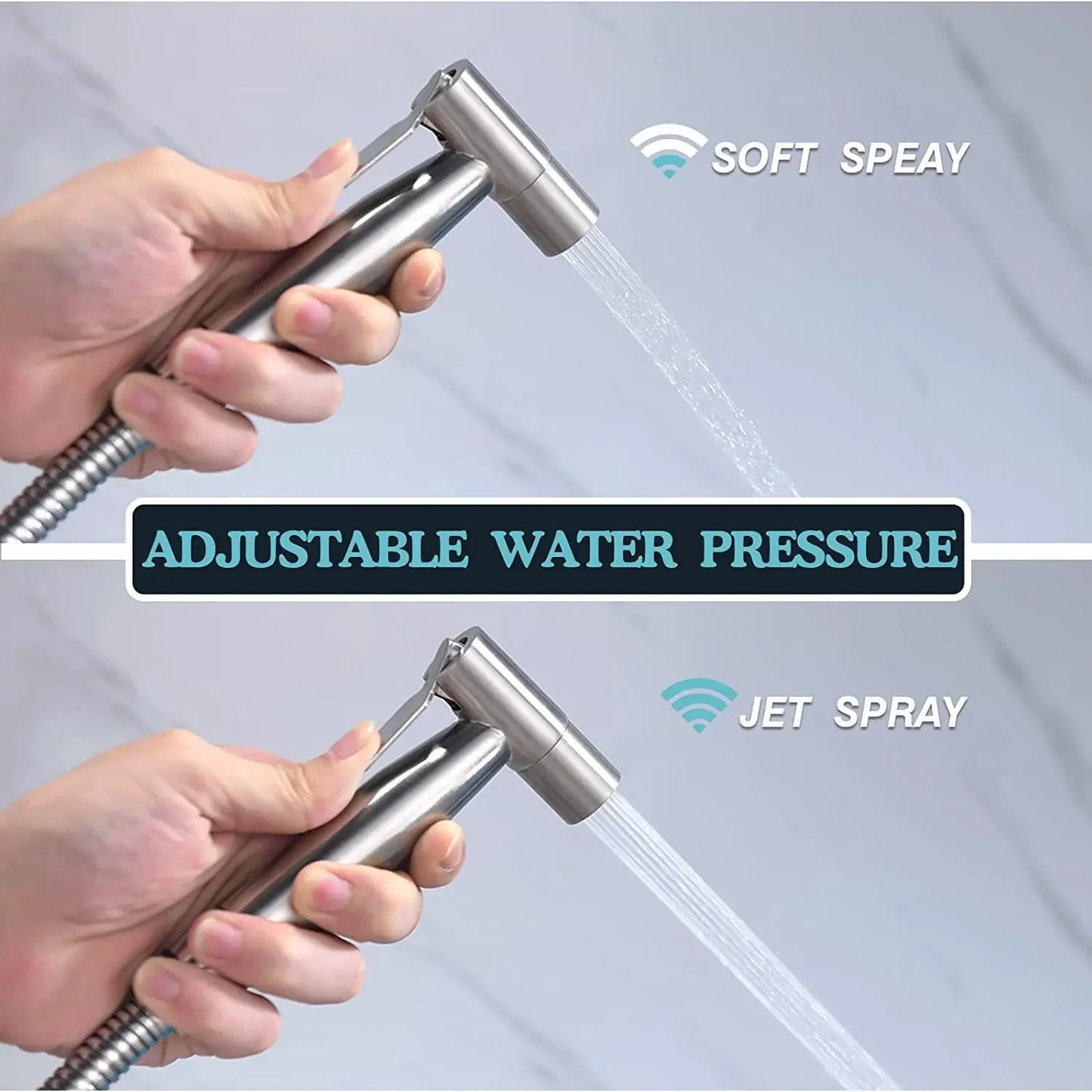 Handheld Toilet Bidet Sprayer Adjustable Water Pressure Kit