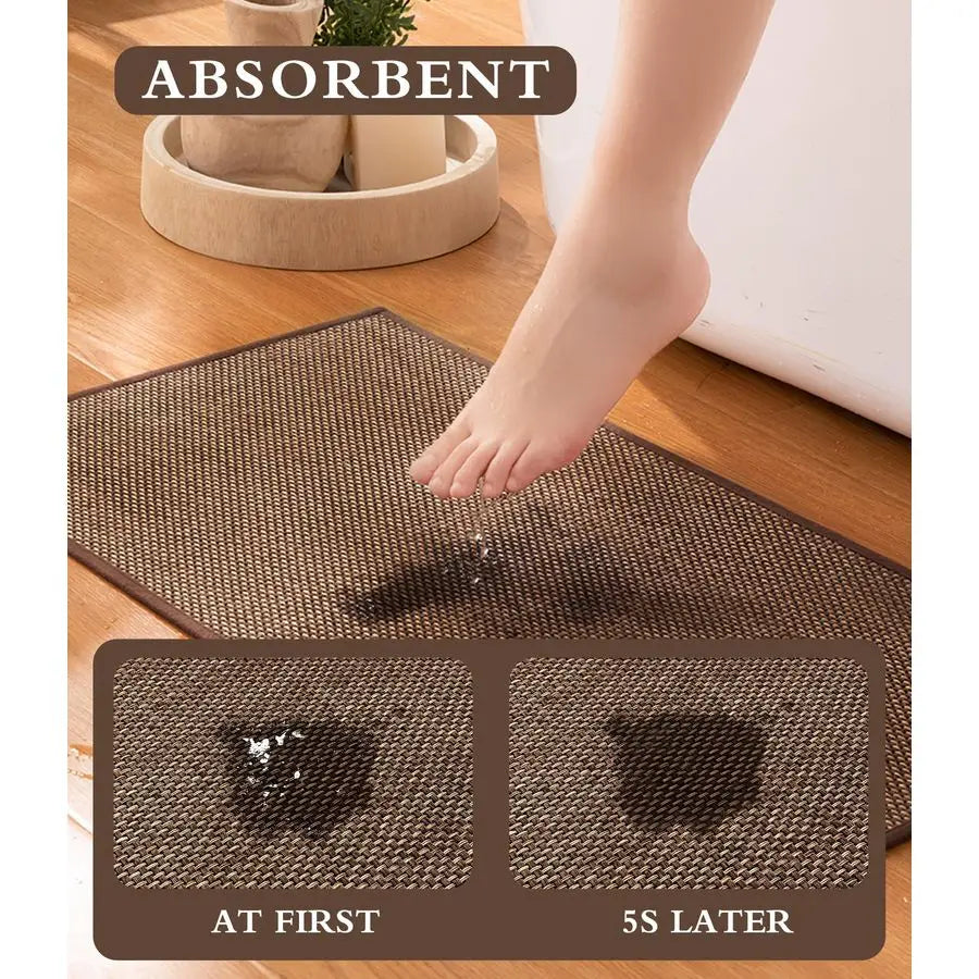 Bathroom Rug Set Ultra Thin Mats With Absorbent Rubber Backing