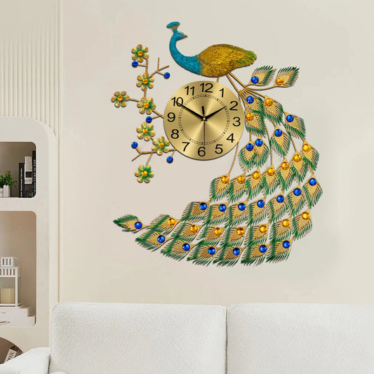 Peacock Wall Clock Modern Art Digital Timepiece For Living Rooms