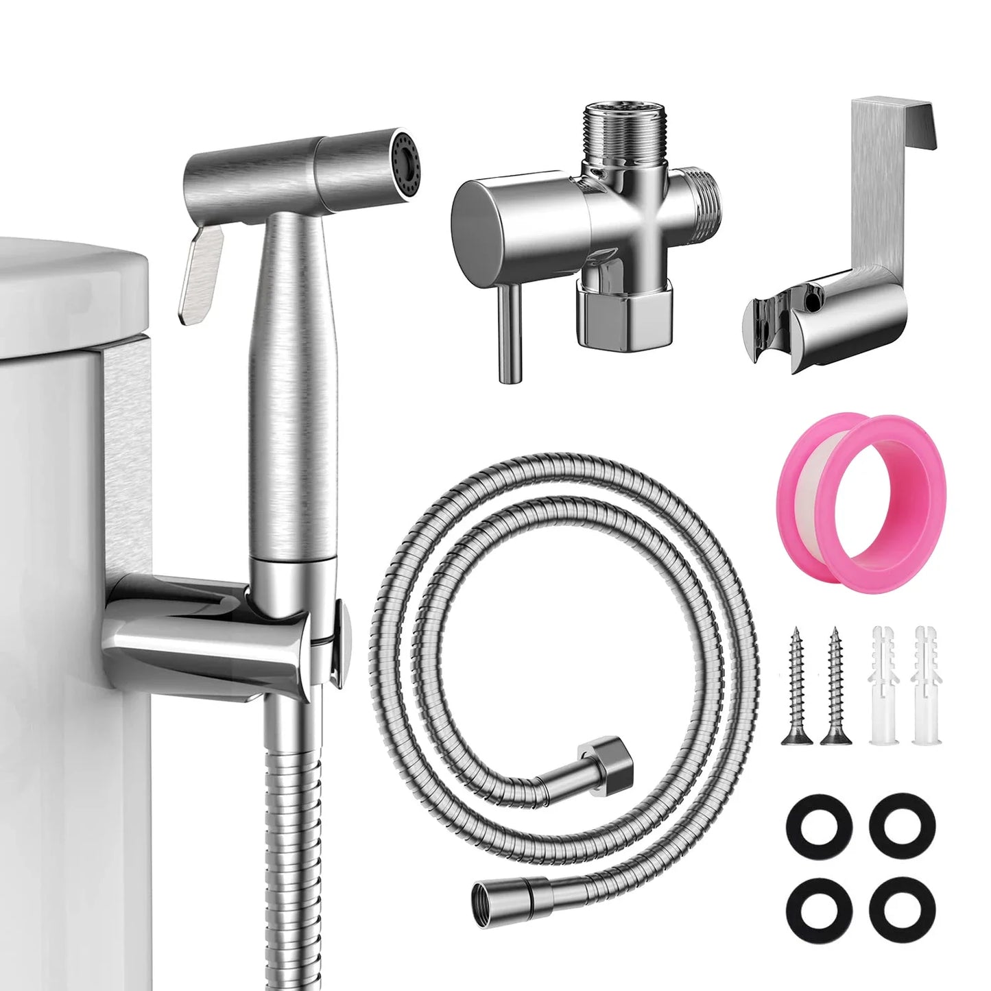 Handheld Toilet Bidet Sprayer Adjustable Water Pressure Kit