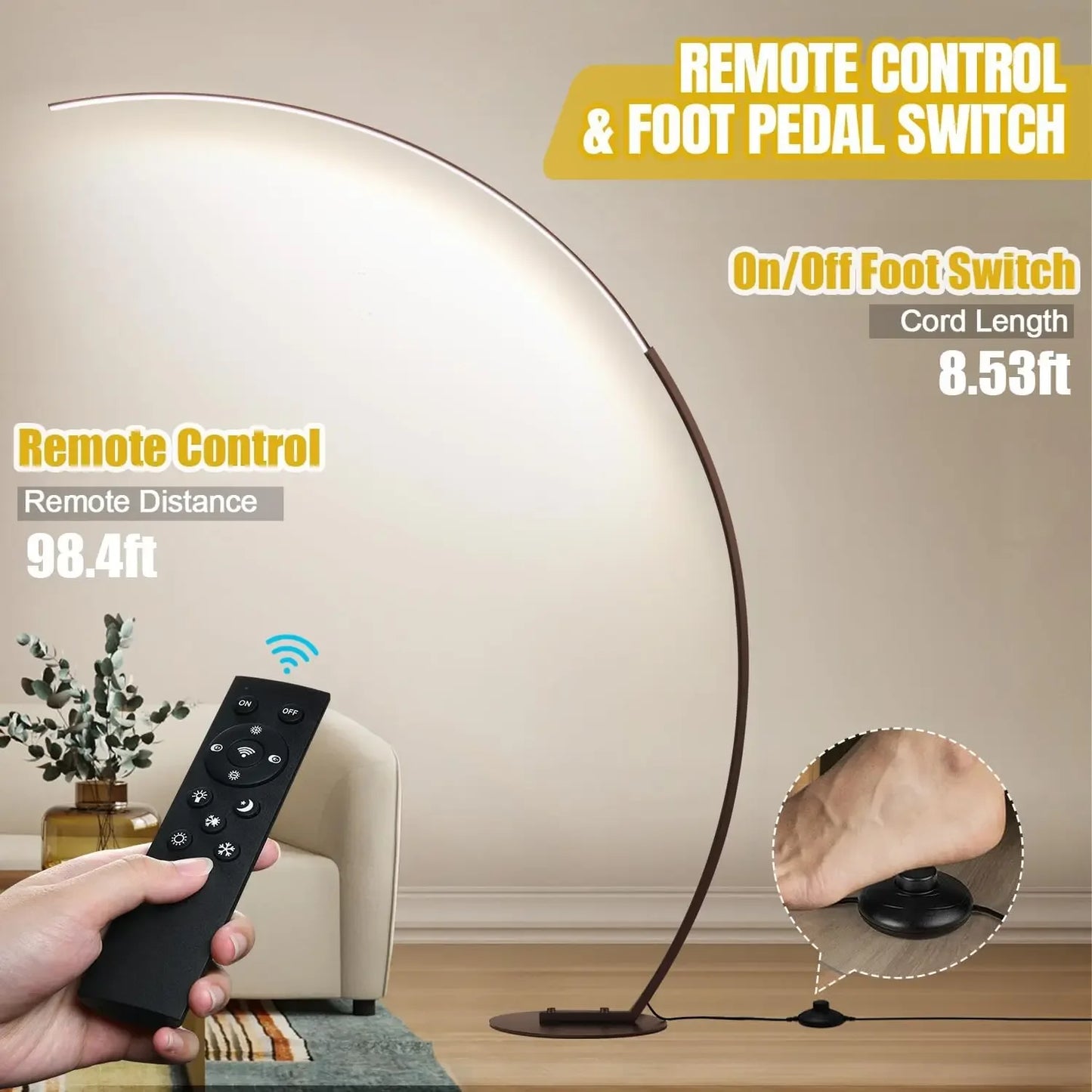 Dimmable LED Floor Lamp With 3 Color Temperatures, 2000LM