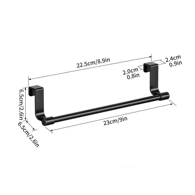 No Drill Over Cabinet Door Towel Rack Organizer for Kitchen