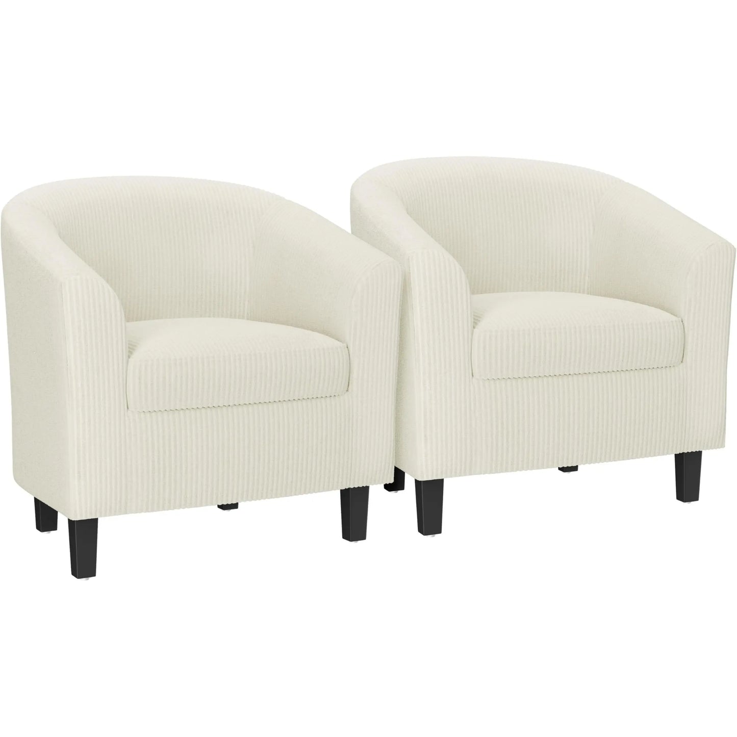 Barrel Chairs Set of 2 Faux Leather Club Armchairs PU Accent Chairs with Padded Seat for Living Room Black