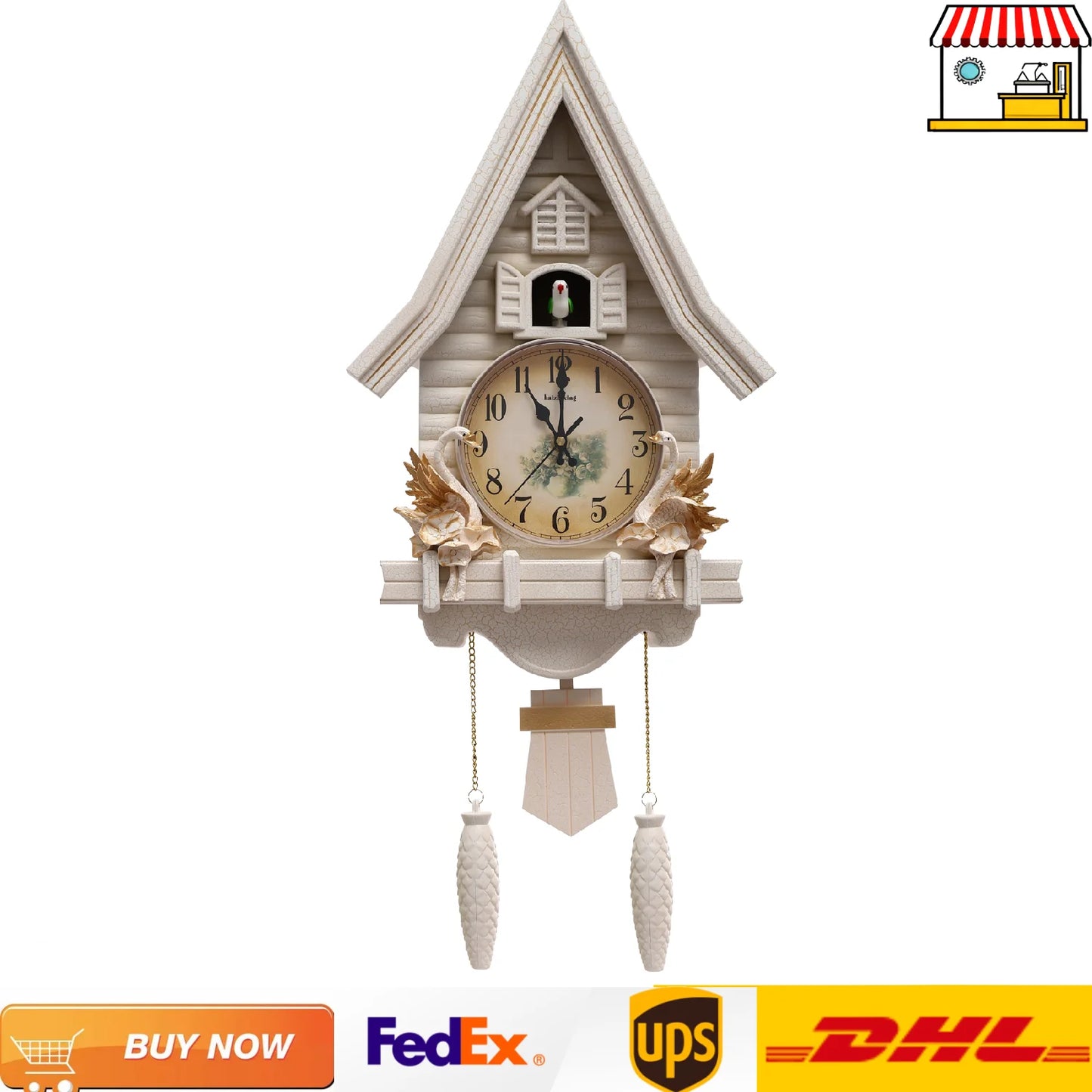 Antique Cuckoo Wall Clock Battery Operated Decorative Timepiece