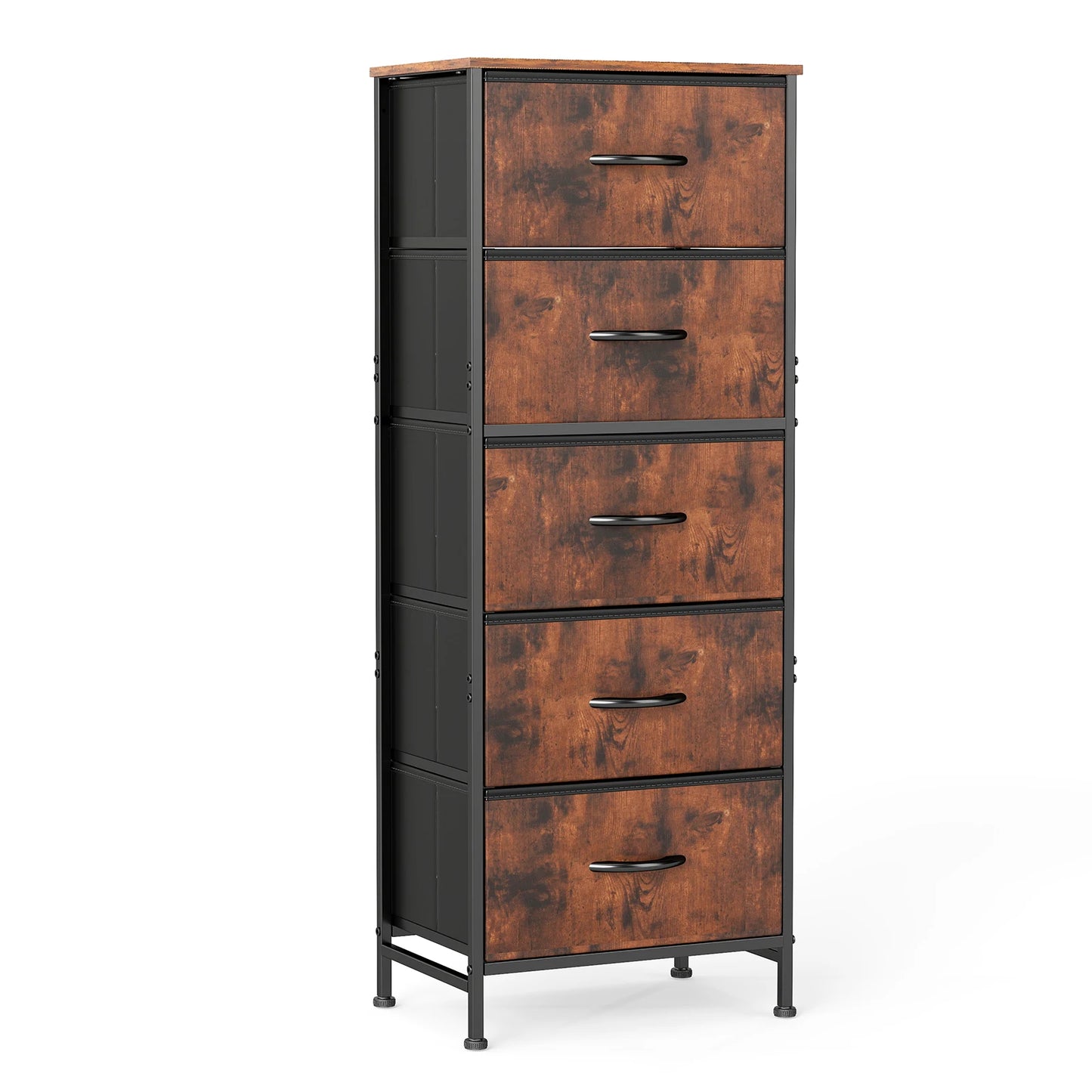 JHK Dresser With Five Fabric Drawers Bedroom Storage Cabinet