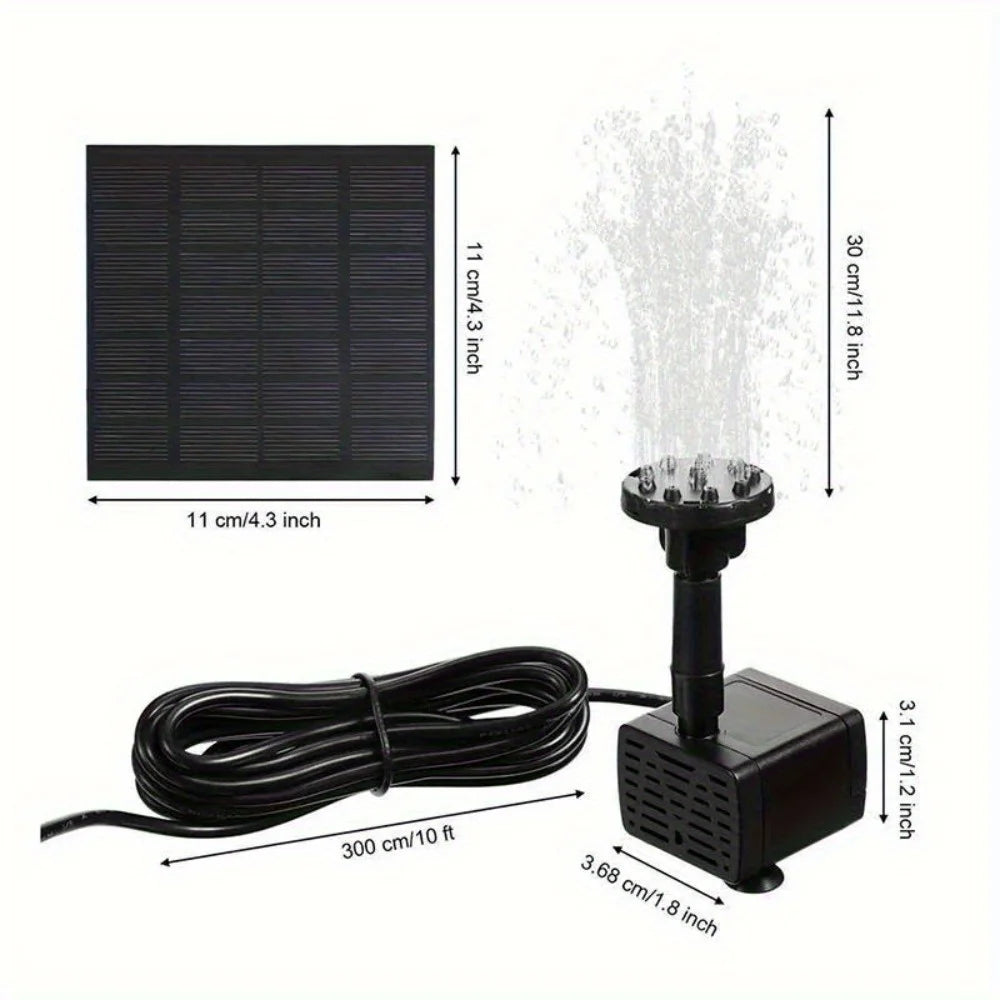 Solar Fountain Pump With 6 Nozzles And 1.4W Solar Panel