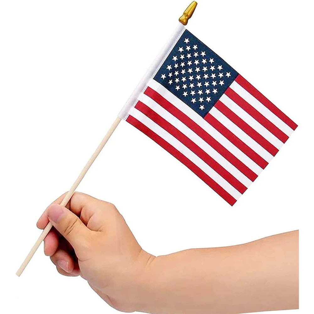 100 Pack American Flags On Sticks For Outdoor Patriotic Yard Decor