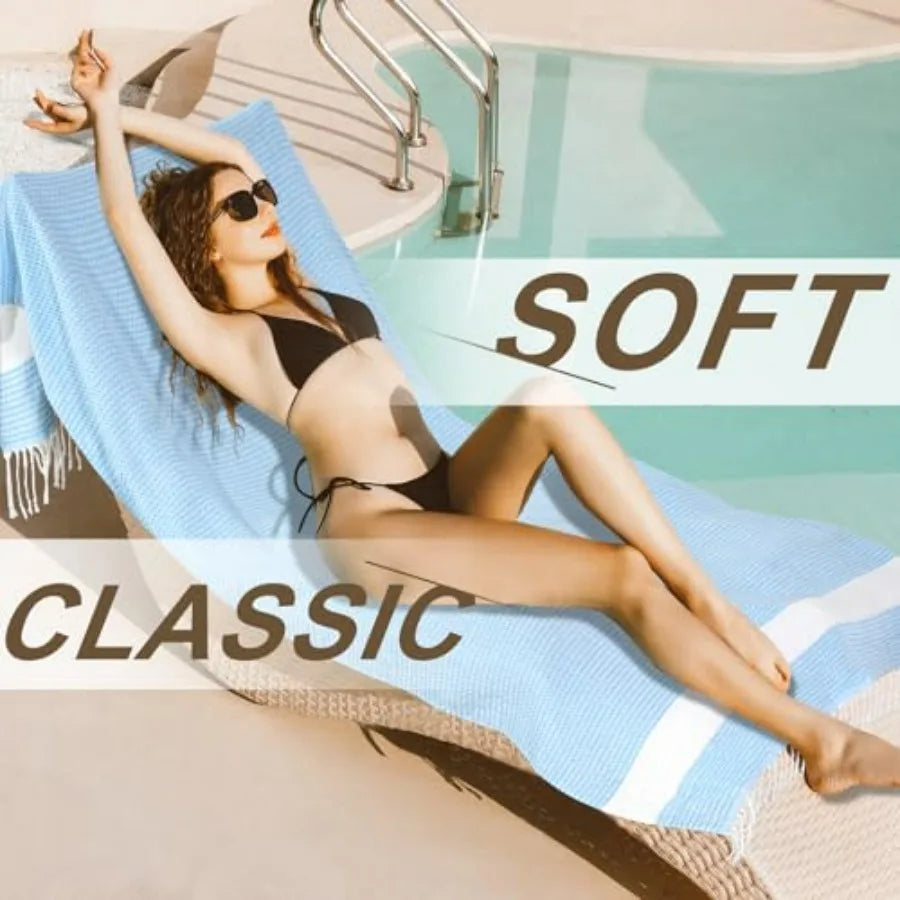 Turkish Beach Towel Set Quick Dry Cotton Blend for Pool