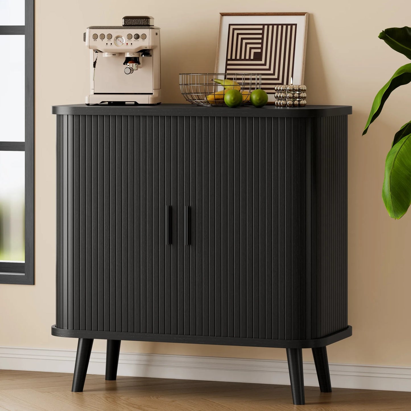 31.5" Sideboard Buffet Cabinet with Storage, Sliding Door & Adjustable Shelf, Modern Accent Coffee Bar Console Table for Kitchen, Entryway