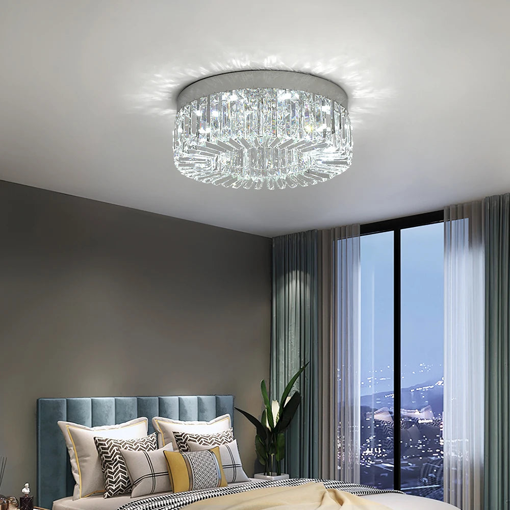 VETRULUS Crystal Ceiling Lamp Gold Modern Chandelier For Living Room