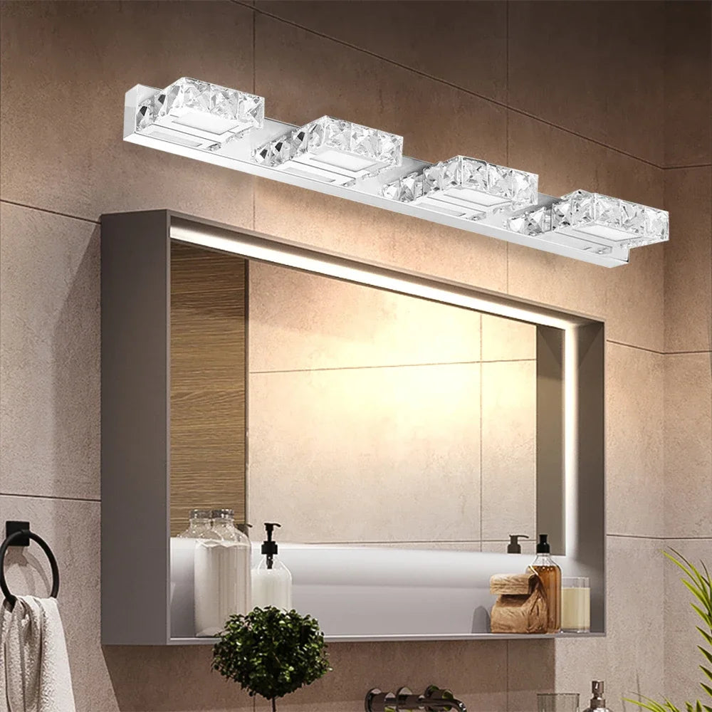 Bymaocar LED Bathroom Mirror Light Modern Crystal Wall Lamp
