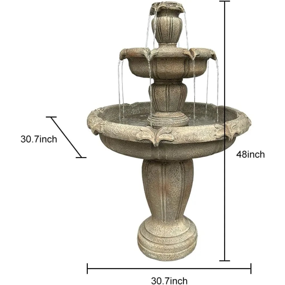 Modern Concrete Outdoor Water Fountain Three Tier With Electric Pump