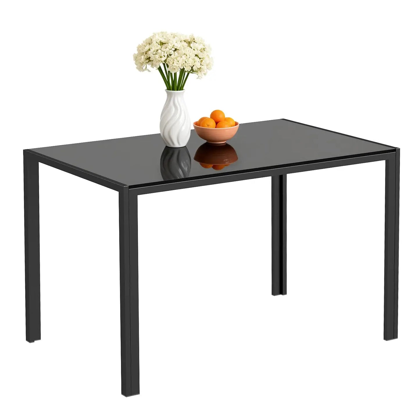 FDW 5-Piece Glass Top Dining Table Set with Upholstered Chairs