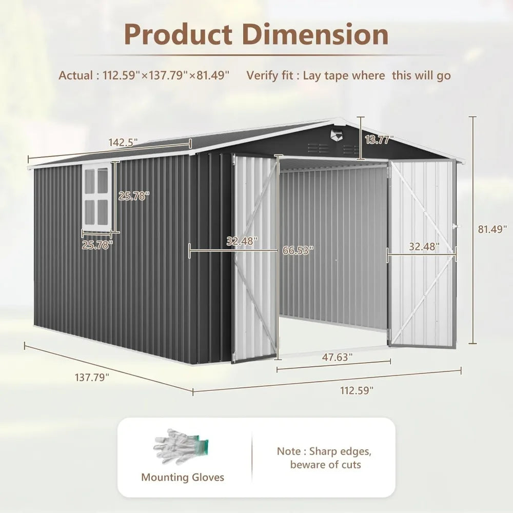 Softkiss World Metal Outdoor Storage Shed With Lockable Doors