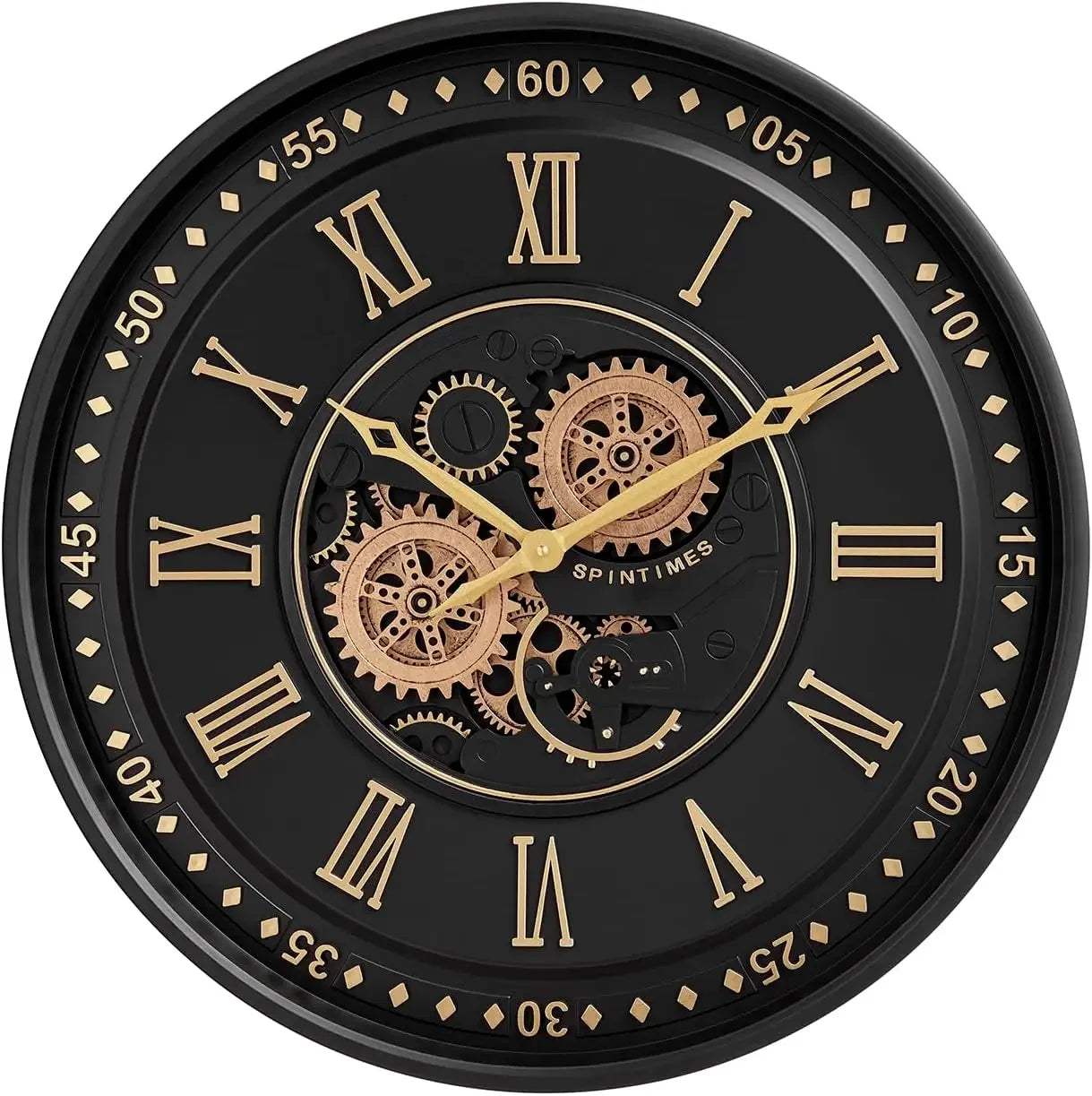 Moving Gears Roman Numeral Wall Clock For Farmhouse Decor