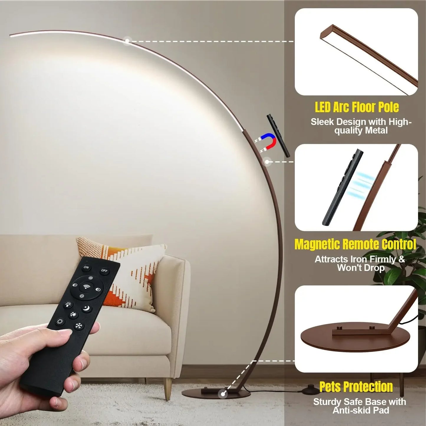 Dimmable LED Floor Lamp With 3 Color Temperatures, 2000LM
