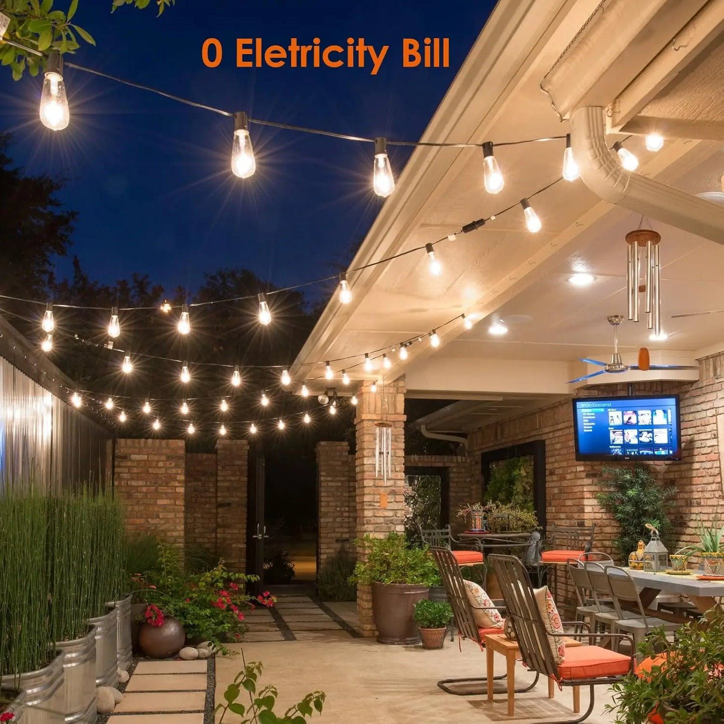 Solar String Lights With Remote Outdoor Patio Waterproof